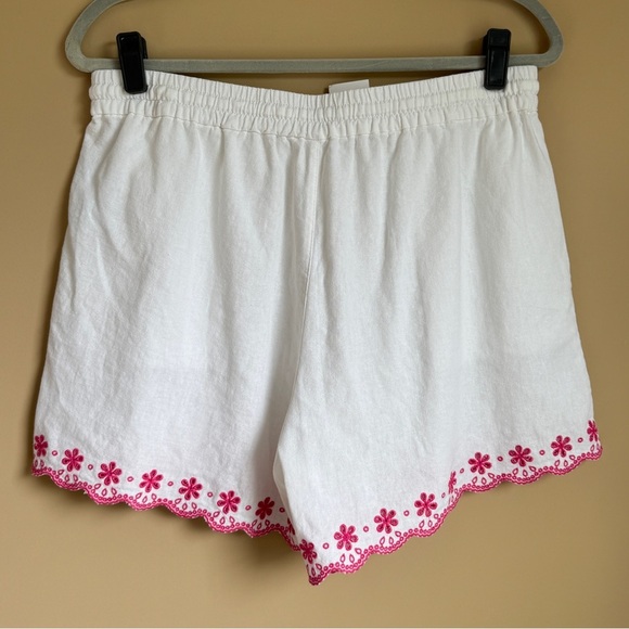NWT J.Crew Pink Embroidered Linen Shorts Size Medium - Picture 5 of 11